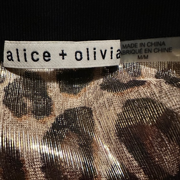 Alice & Olivia Leopard Gold Metallic Sheer Silk Top M EUC - Picture 8 of 8